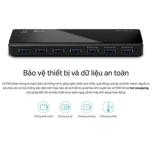 Hub chuyển đổi USB 7 in 1 TP-Link UH700 Màu Đen