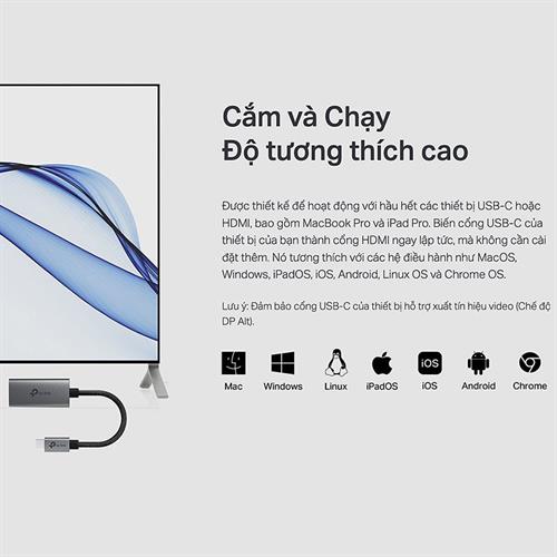 Hub chuyển đổi Type-C sang HDMI TP-Link UA520C Màu Đen