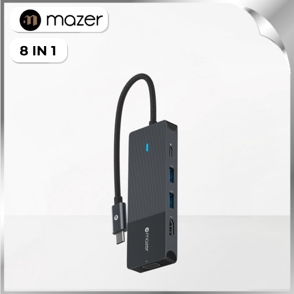 Hub chuyển đổi Type-C 8 in 1 Mazer M-UC2MULTI7005-BK