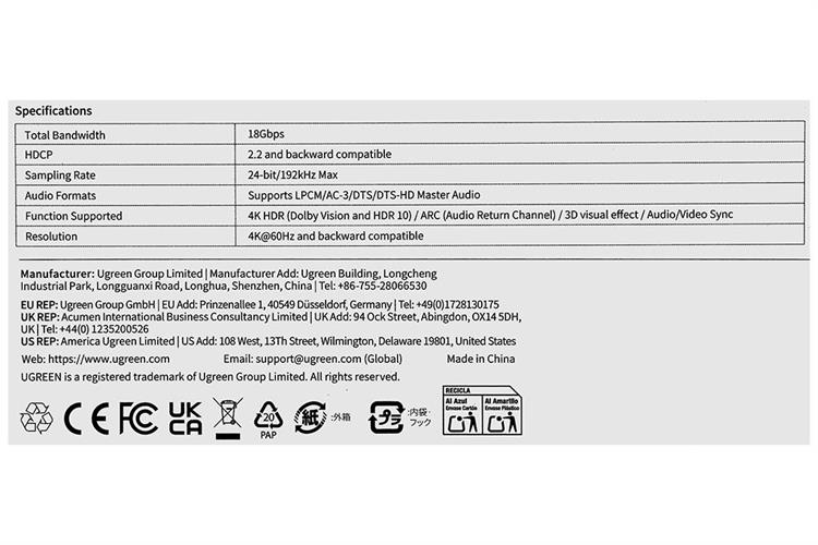 Cáp HDMI 4K 1m Ugreen HD101 10115 Màu Đen