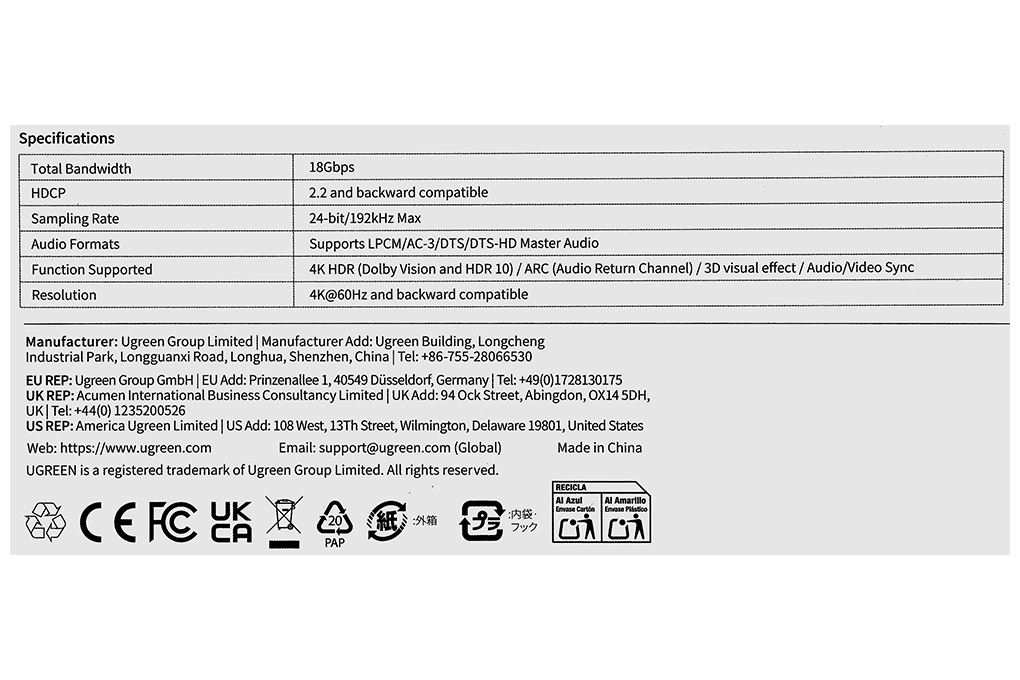 Cáp HDMI 4K 1m Ugreen HD101 10115 Màu Đen