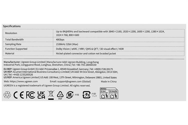 Cáp HDMI 8K 2m Ugreen HD140 80403 Màu Đen