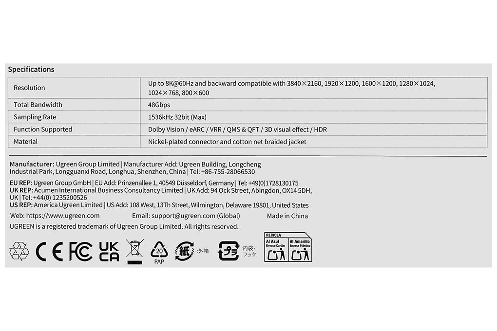 Cáp HDMI 8K 2m Ugreen HD140 80403 Màu Đen