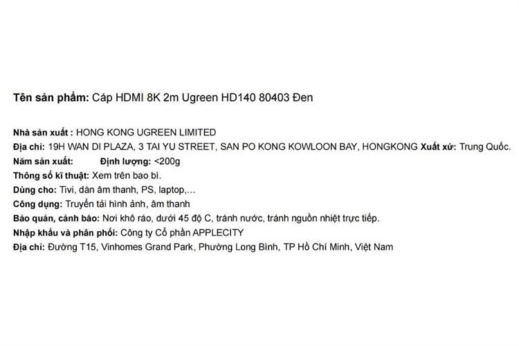 Cáp HDMI 8K 2m Ugreen HD140 80403 Màu Đen