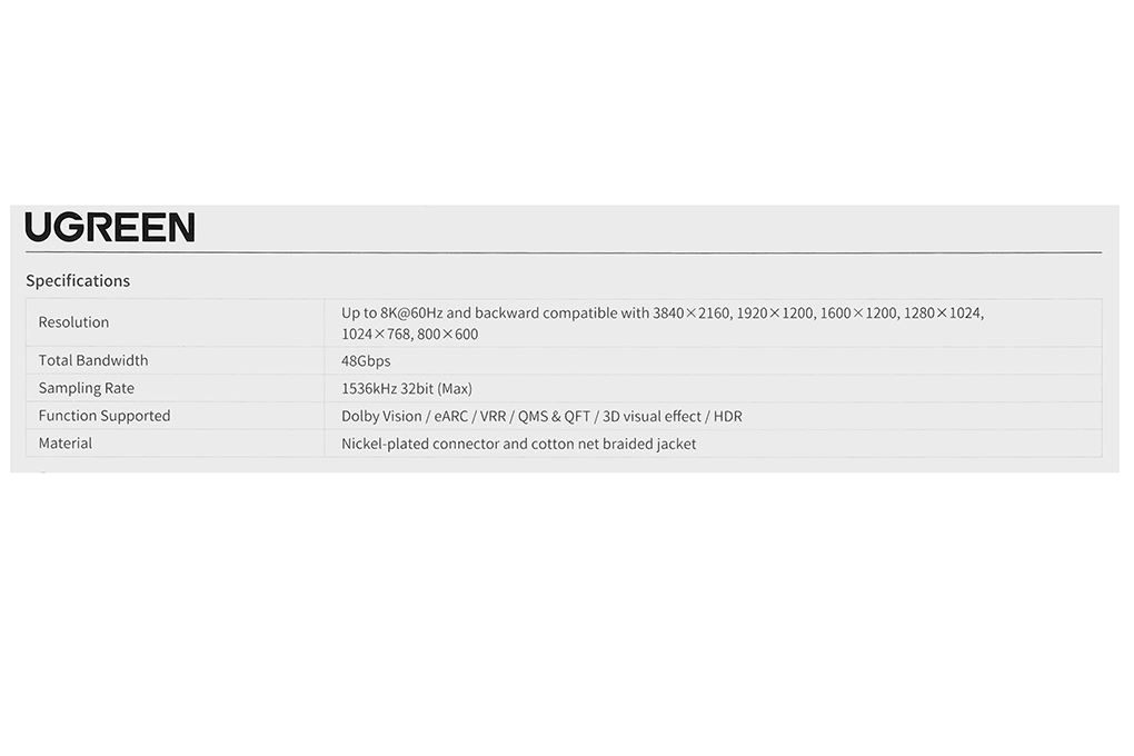 Cáp HDMI 8K 5m Ugreen HD140 80405 Màu Đen