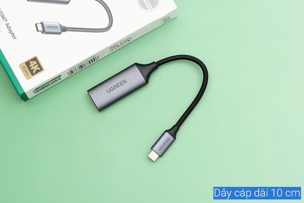 Cáp chuyển đổi USB Type C to HDMI 4K 10 cm Ugreen CM297 70444 Màu Đen