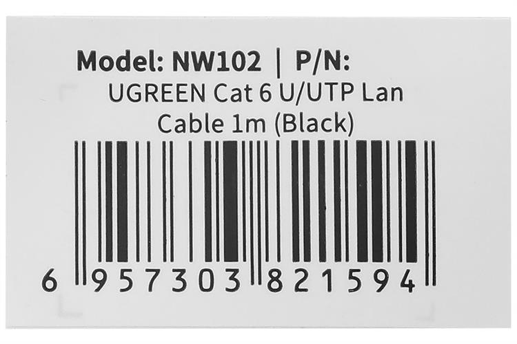 Cáp mạng LAN Cat 6 U/UTP 1m Ugreen NW102 20159 Màu Đen