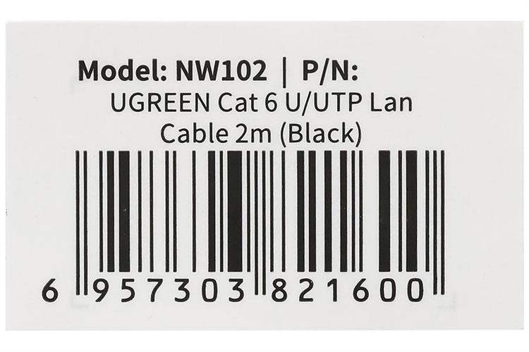 Cáp mạng LAN Cat 6 U/UTP 2m Ugreen NW102 20160 Màu Đen