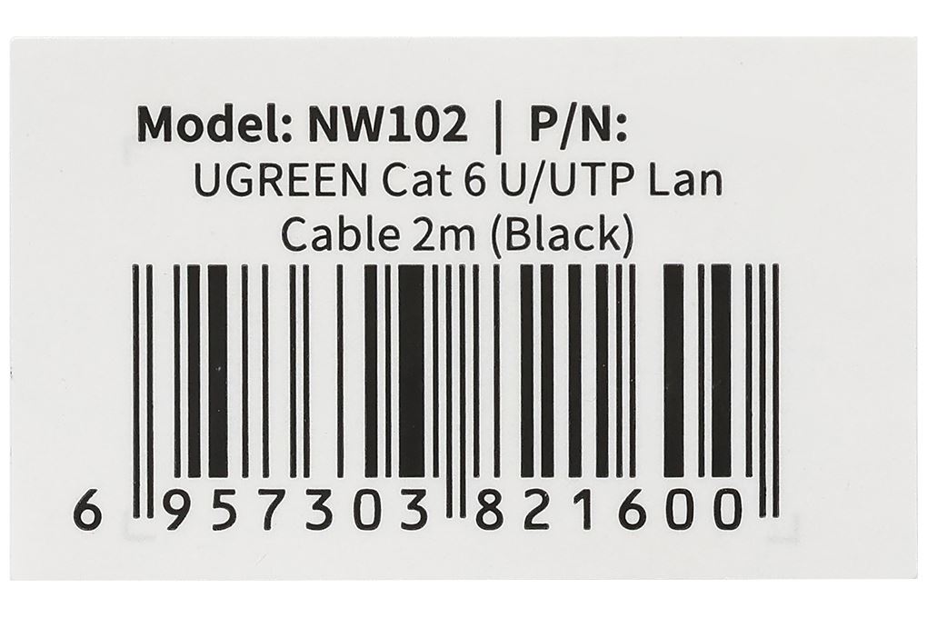 Cáp mạng LAN Cat 6 U/UTP 2m Ugreen NW102 20160 Màu Đen