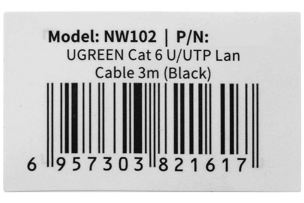 Cáp mạng LAN Cat 6 U/UTP 3m Ugreen NW102 20161 Màu Đen