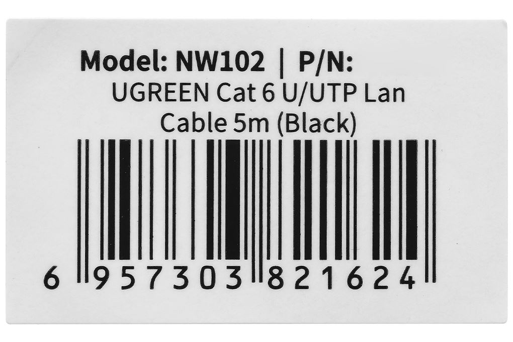 Cáp mạng LAN Cat 6 U/UTP 5m Ugreen NW102 20162 Màu Đen