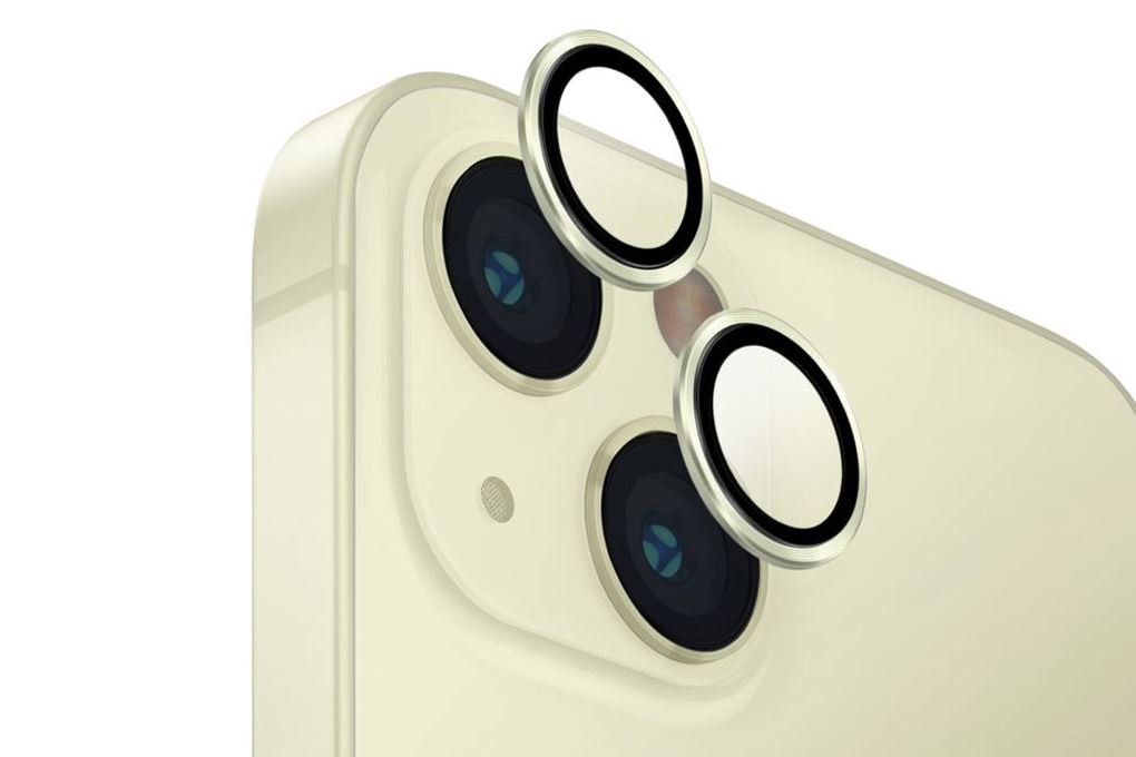 Miếng dán camera iPhone 15/15 Plus OPTIX ALUMINIUM UNIQ Màu Vàng