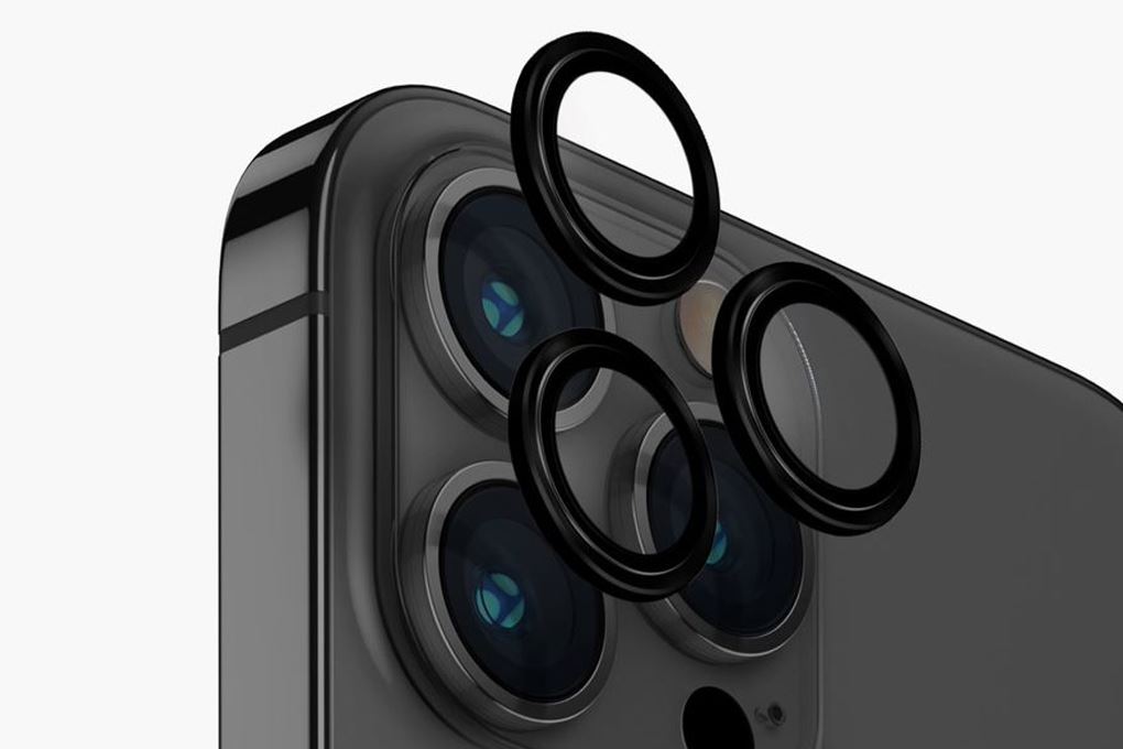 Miếng dán camera iPhone 15 Pro OPTIX ALUMINIUM UNIQ Màu Đen