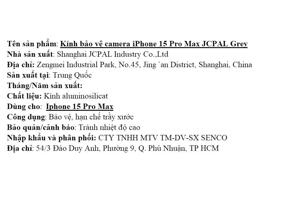 Miếng dán camera iPhone 15 Pro Max JCPAL - 2