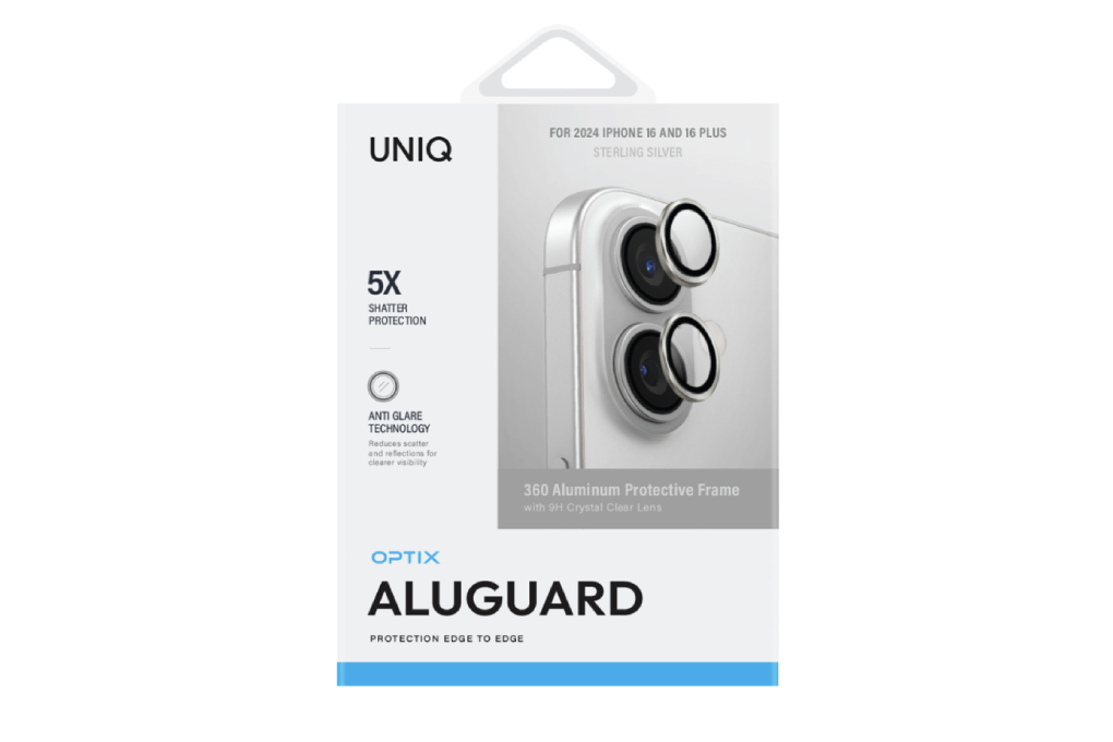 Miếng dán camera iPhone 16/16 Plus OPTIX ALUMINIUM UNIQ Màu Bạc