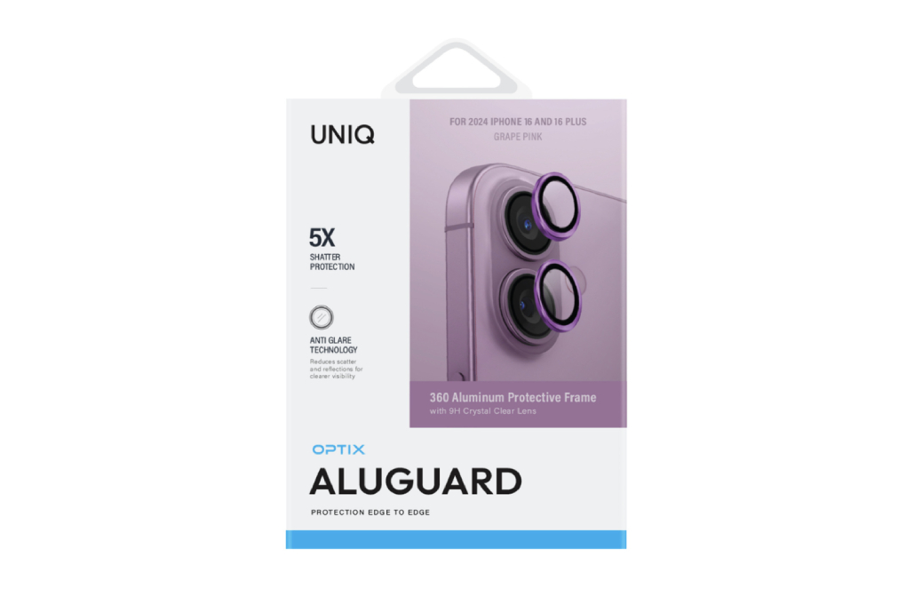 Miếng dán camera iPhone 16/16 Plus OPTIX ALUMINIUM UNIQ Màu Hồng - Tím