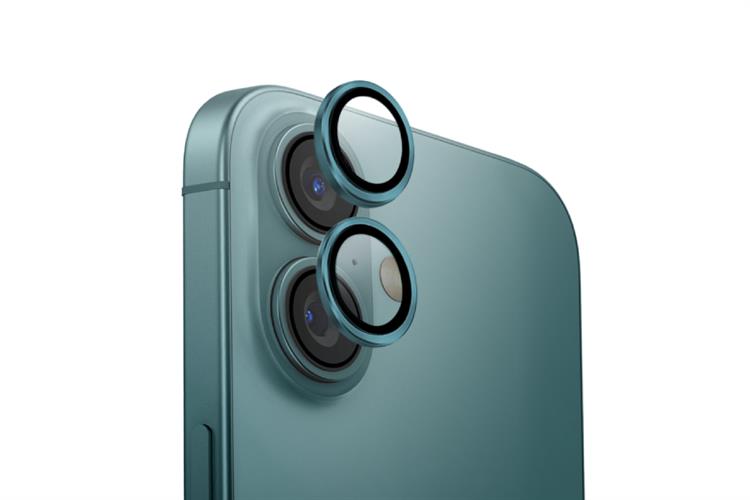 Miếng dán camera iPhone 16/16 Plus OPTIX ALUMINIUM UNIQ Màu Xanh ngọc