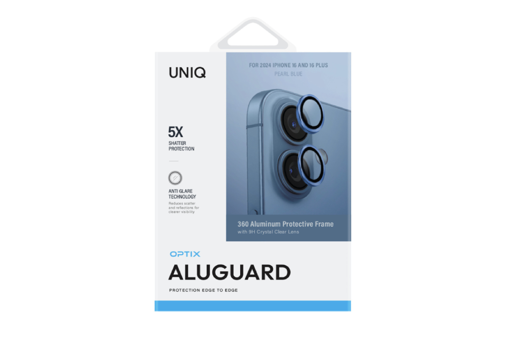 Miếng dán camera iPhone 16/16 Plus OPTIX ALUMINIUM UNIQ Màu Xanh Dương