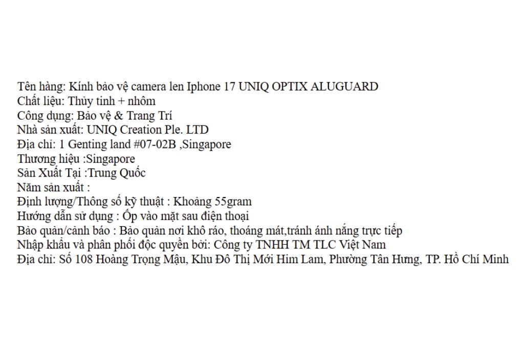 Miếng dán camera iPhone 17 OPTIX Viền Nhôm Thủy Tinh UNIQ Màu Bạc