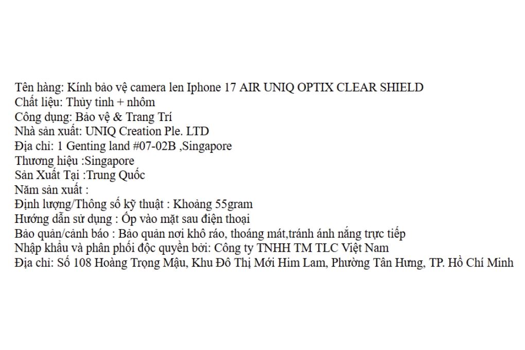 Miếng dán camera iPhone Air OPTIX PC Thuỷ Tinh UNIQ - 2