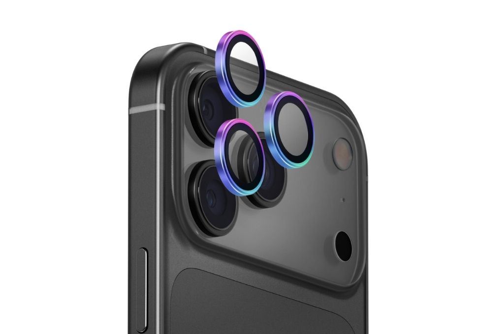 Miếng dán camera iPhone 17 Pro/iPhone 17 Pro Max OPTIX Viền Nhôm Thủy Tinh UNIQ Màu Màu kết hợp