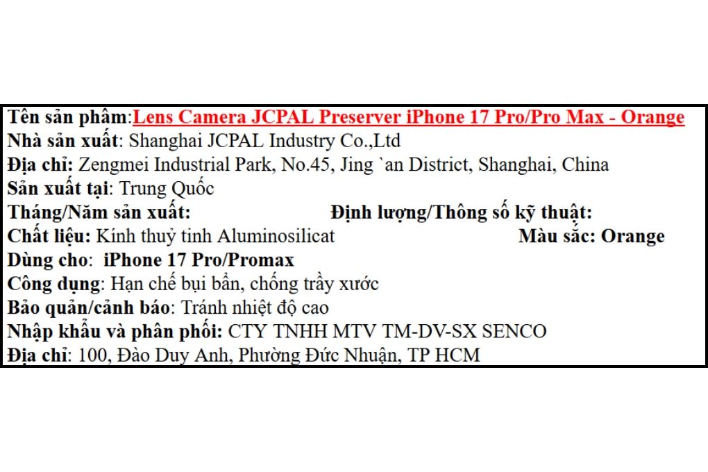Miếng dán camera iPhone 17 Pro/iPhone 17 Pro Max Kính Thủy Tinh JCPAL - 5