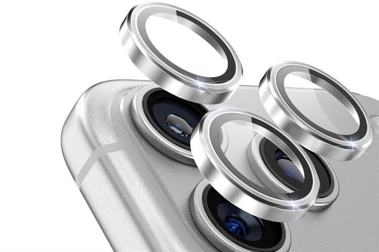 Miếng dán camera iPhone 17 Pro/iPhone 17 Pro Max Thủy Tinh Nhôm Silicat MIPOW Màu Bạc