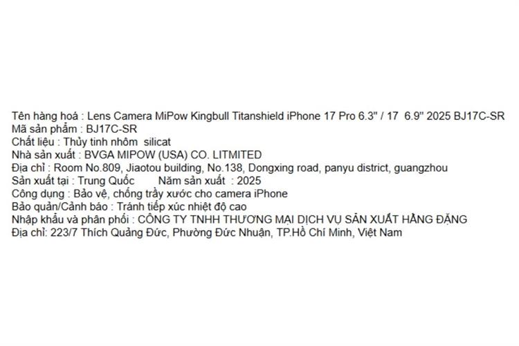 Miếng dán camera iPhone 17 Pro/iPhone 17 Pro Max Thủy Tinh Nhôm Silicat MIPOW Màu Bạc