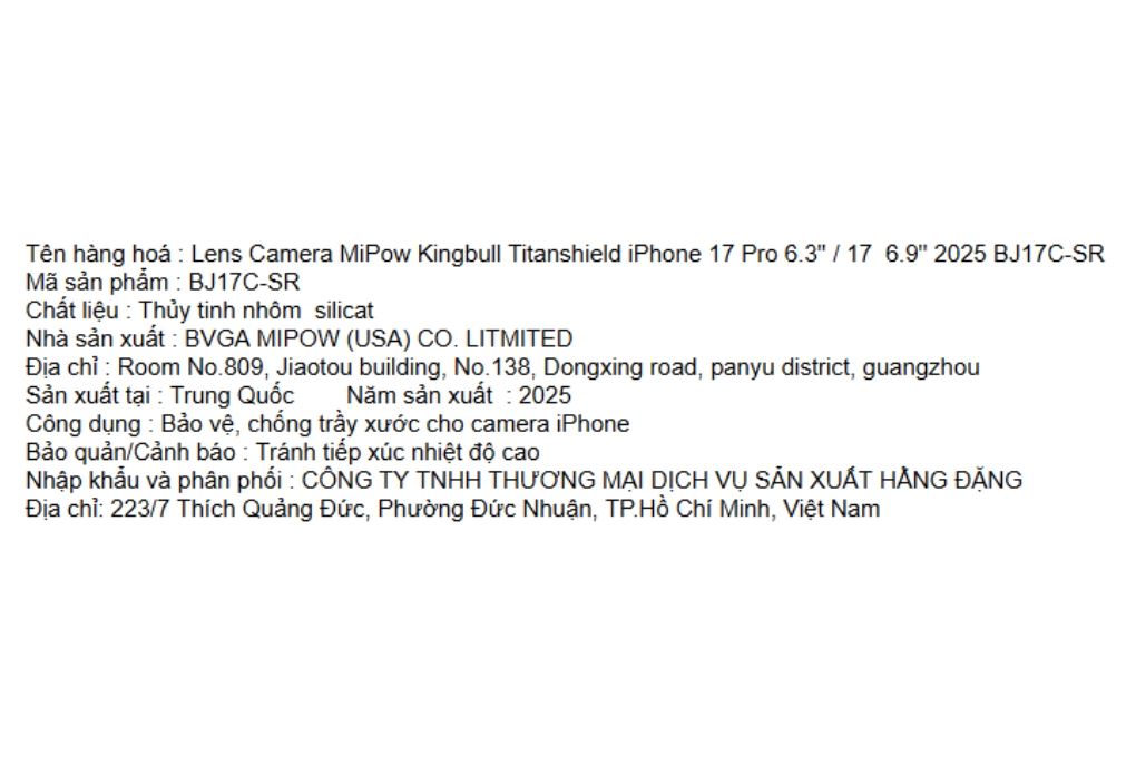 Miếng dán camera iPhone 17 Pro/iPhone 17 Pro Max Thủy Tinh Nhôm Silicat MIPOW - 5