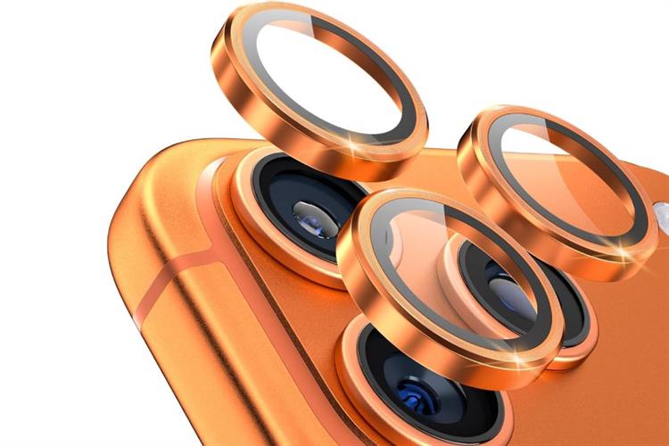 Miếng dán camera iPhone 17 Pro/iPhone 17 Pro Max Thủy Tinh Nhôm Silicat MIPOW Màu Cam