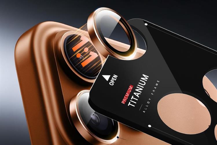 Miếng dán camera iPhone 17 Pro/iPhone 17 Pro Max Thủy Tinh Nhôm Silicat MIPOW Màu Cam