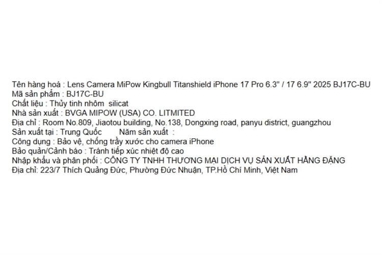 Miếng dán camera iPhone 17 Pro/iPhone 17 Pro Max Thủy Tinh Nhôm Silicat MIPOW Màu Xanh