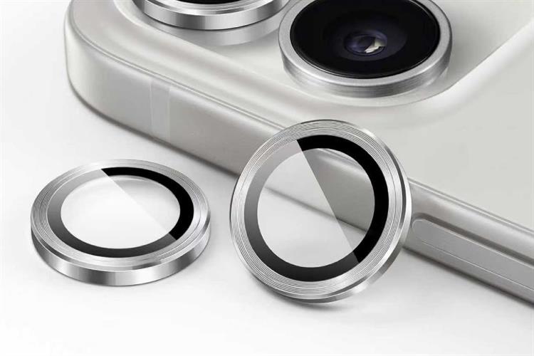 Miếng dán camera iPhone 16 Pro/iPhone 16 Pro Max Thủy Tinh Nhôm Silicat MIPOW Màu Bạc