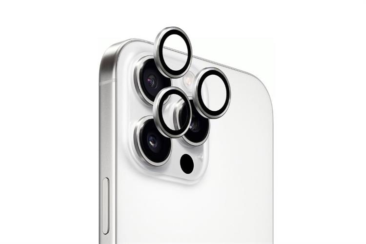 Miếng dán camera iPhone 16 Pro/iPhone 16 Pro Max Thủy Tinh Nhôm Silicat MIPOW Màu Bạc