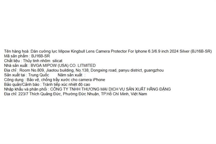 Miếng dán camera iPhone 16 Pro/iPhone 16 Pro Max Thủy Tinh Nhôm Silicat MIPOW Màu Bạc