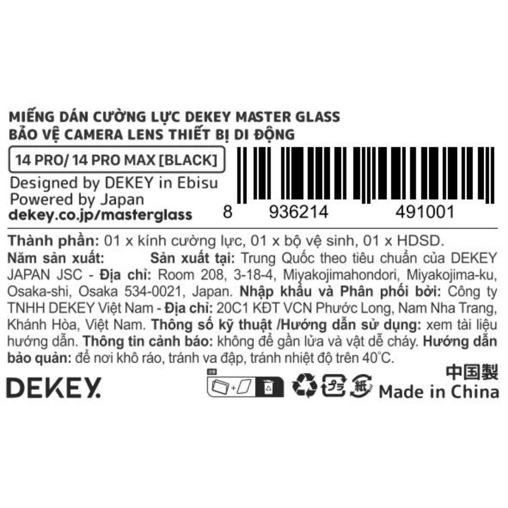 Miếng dán camera iPhone 14 Pro Max DEKEY 3D Camera Lens - Đen Màu Đen