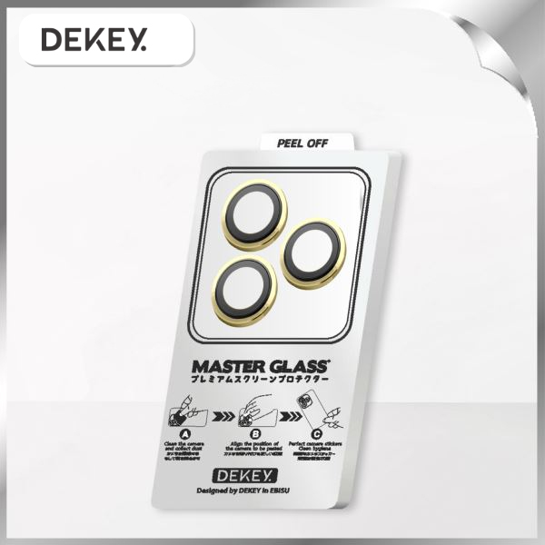Miếng dán camera iPhone 14 Pro Max DEKEY 3D Camera Lens - Vàng
