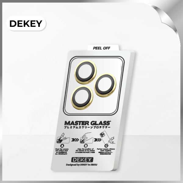 Miếng dán camera iPhone 14 Pro Max DEKEY 3D Camera Lens - Vàng
