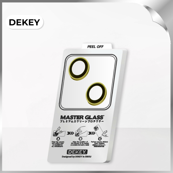 Miếng dán camera iPhone 15/15 Plus DEKEY 3D Camera Lens - Vàng