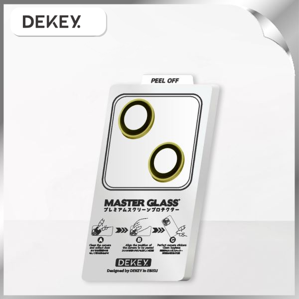 Miếng dán camera iPhone 15/15 Plus DEKEY 3D Camera Lens - Vàng