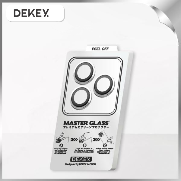 Miếng dán camera iPhone 15 Pro/Pro Max DEKEY 3D Camera Lens - Bạc