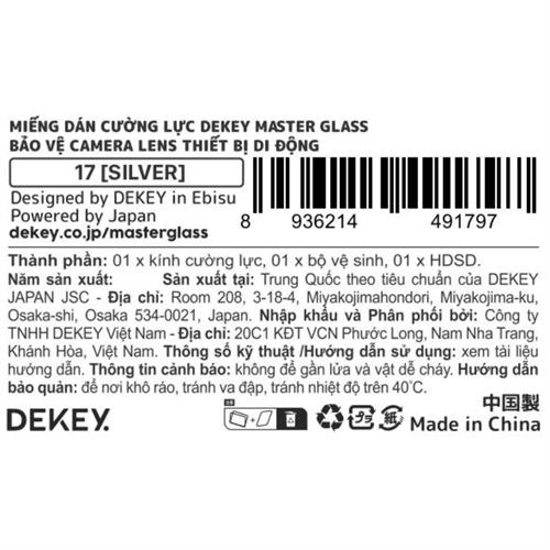 Miếng dán camera iPhone 17 DEKEY 3D Camera Lens - Bạc Màu Bạc