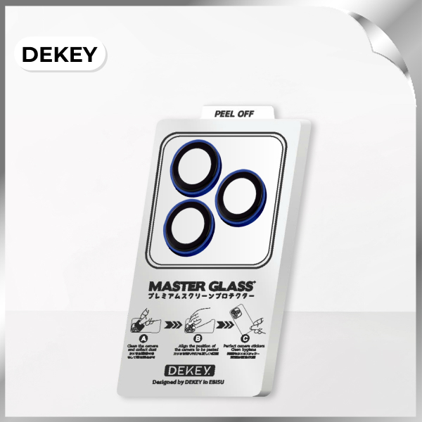 Miếng dán camera iPhone 17 Pro/Pro Max DEKEY 3D Camera Lens - Xanh Dương