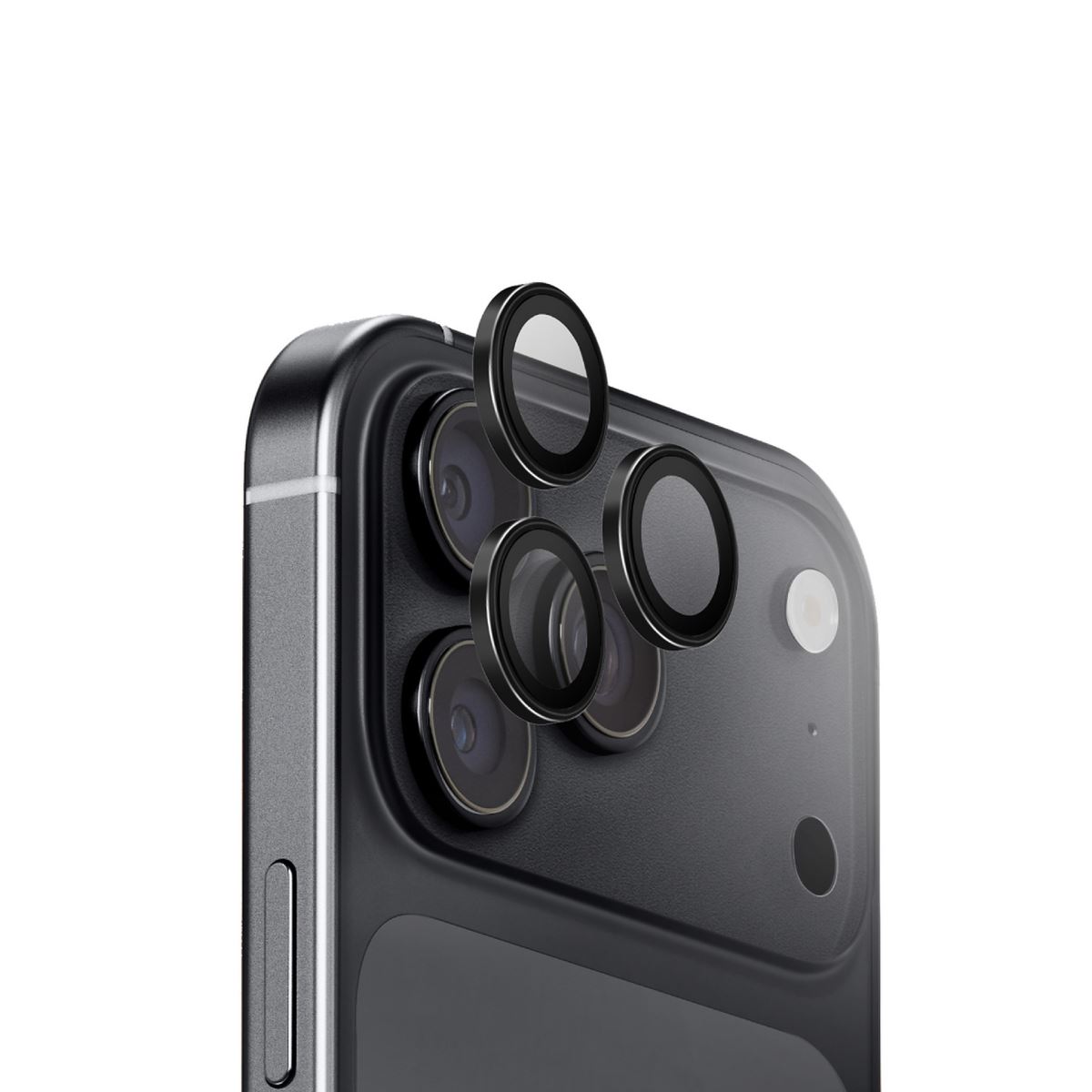 Miếng dán camera iPhone 18 Pro/iPhone 18 Pro Max OPTIX Viền Nhôm Kính Cường Lực UNIQ Màu Đen