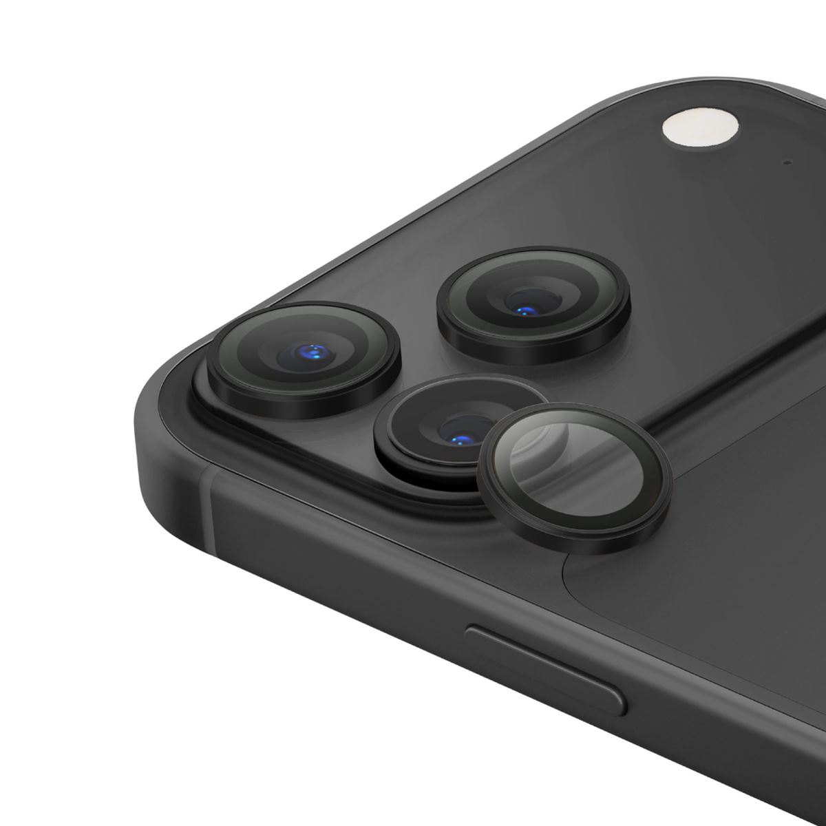 Miếng dán camera iPhone 18 Pro/iPhone 18 Pro Max OPTIX Viền Nhôm Kính Cường Lực UNIQ Màu Đen