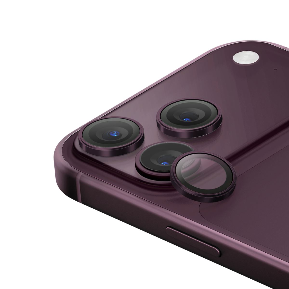 Miếng dán camera iPhone 18 Pro/iPhone 18 Pro Max OPTIX Viền Nhôm Kính Cường Lực UNIQ Màu Đỏ đô