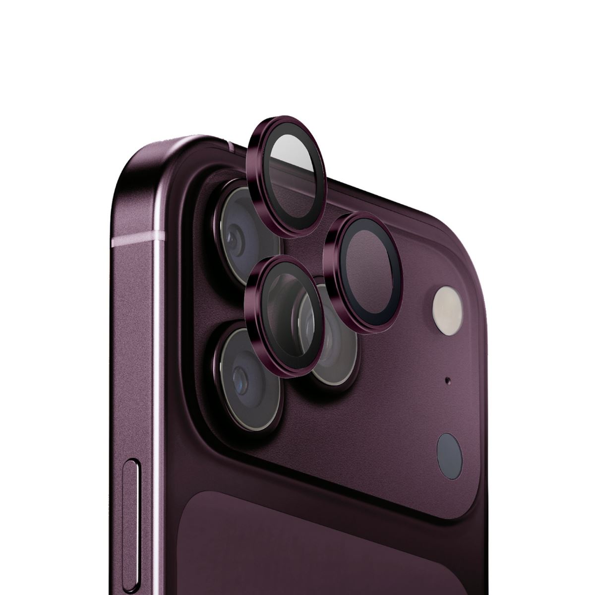 Miếng dán camera iPhone 18 Pro/iPhone 18 Pro Max OPTIX Viền Nhôm Kính Cường Lực UNIQ Màu Đỏ đô