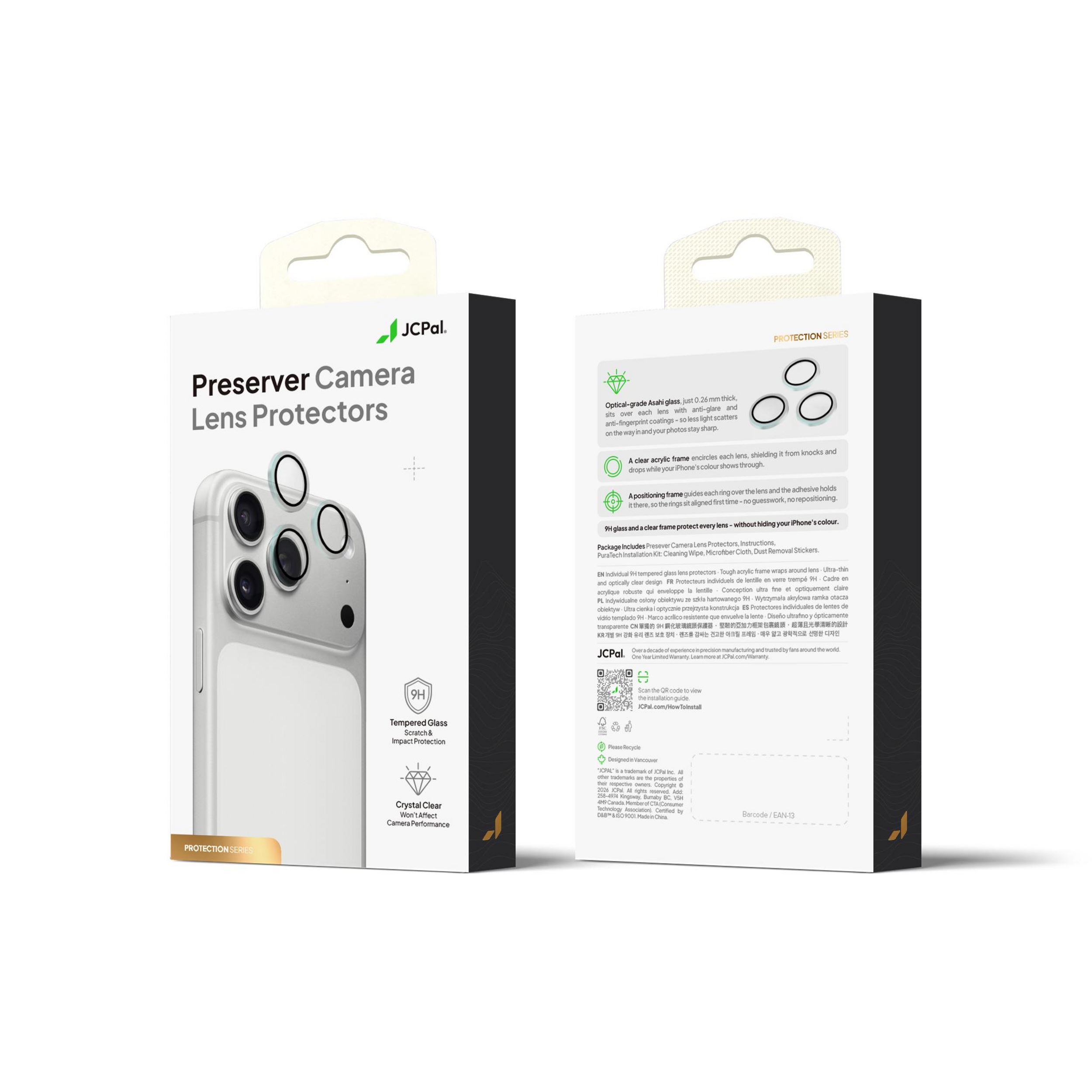 Miếng dán camera iPhone 18 Pro/iPhone 18 Pro Max Preserver Aluminosilicat JCPAL Màu Trắng