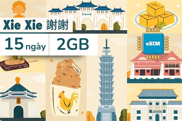 eSim du lịch Taiwan 2GB/15 Ngày