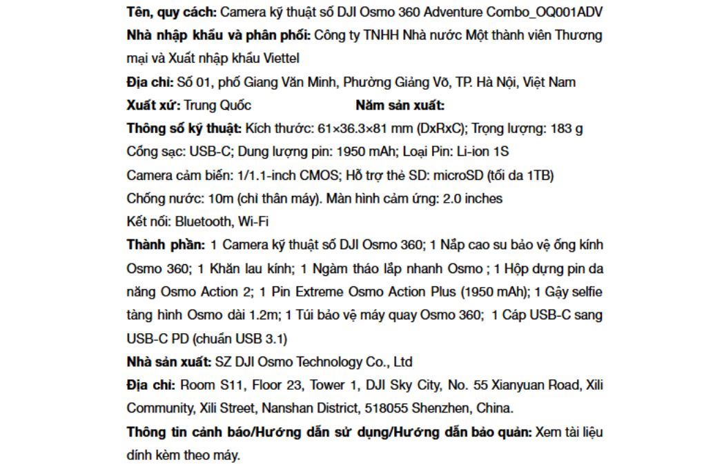 Camera kỹ thuật số DJI Osmo 360 Adventure Combo_OQ001ADV Màu Đen